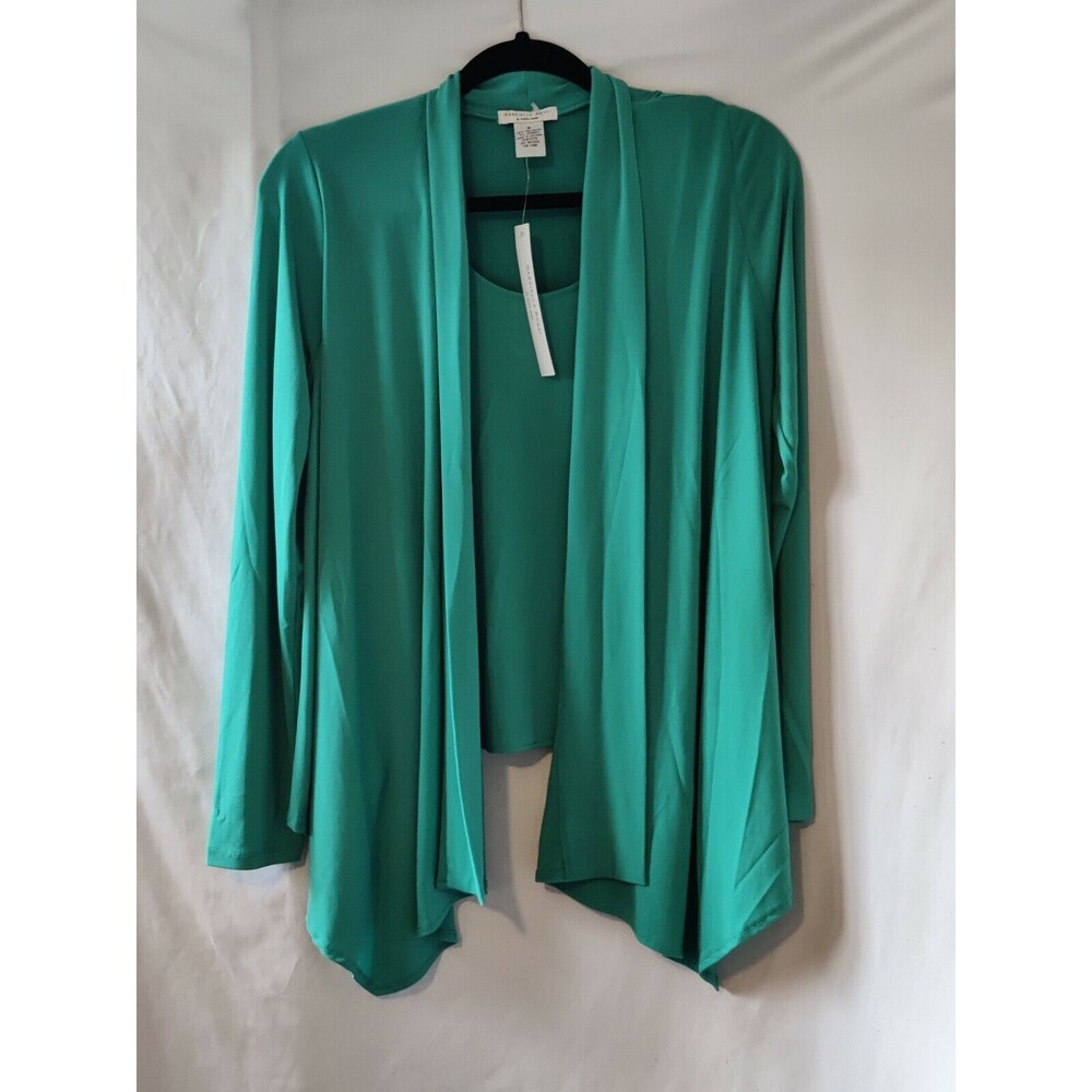 Gabriella Rossi‎ Teal Green Waterfall Cardigan Tank Top Set Size S